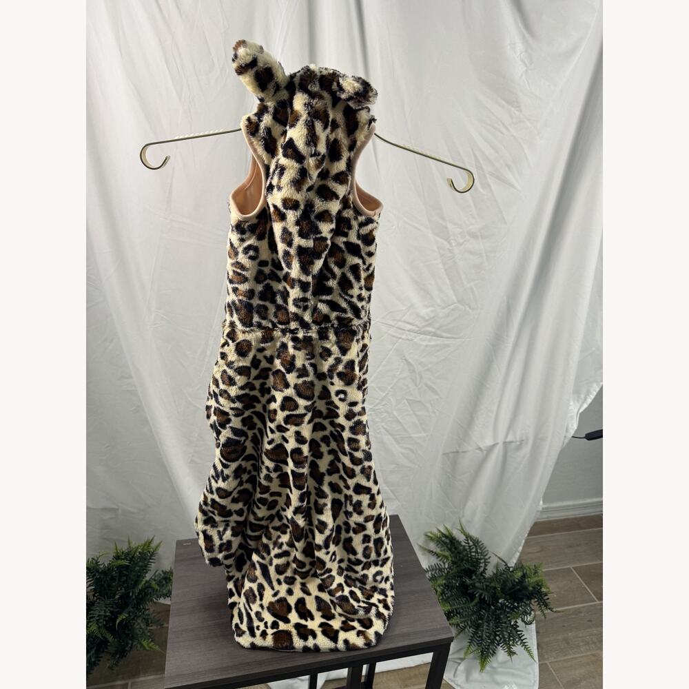 Leopard Print Faux Fur Dog Coat Jumpsuit Size XL Glam Winter Warm Pet Outerwear